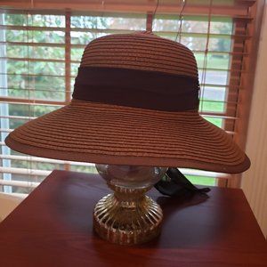 Milani Straw Hat, Chocolate Brown, One Size adjustable